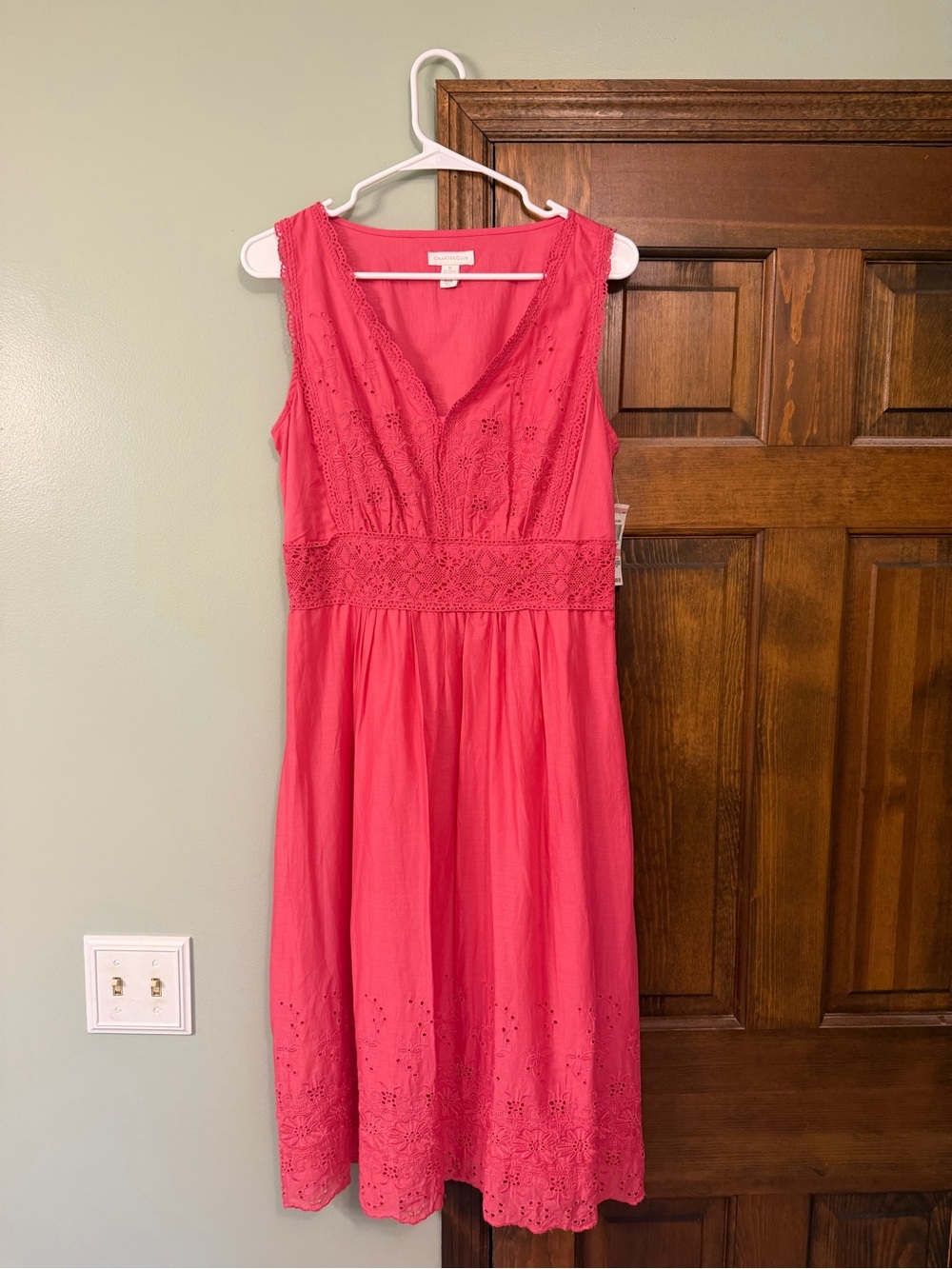 Charter Club NWT pink Eyelet V-Neck Dress
